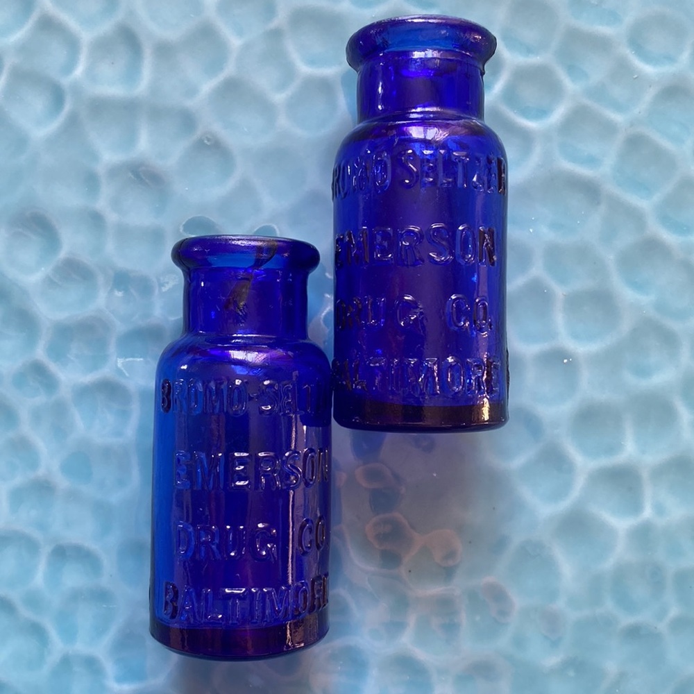 Pair of Vintage Bromo Seltzer Emerson Drug Co Bottle
